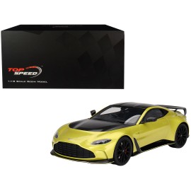 DCD 2022 Aston Martin V12 Vantage RHD Cosmopolitan Yellow Black Hood Top 1/18 Car Manual Gearbox Top Speed Right Hand Drive