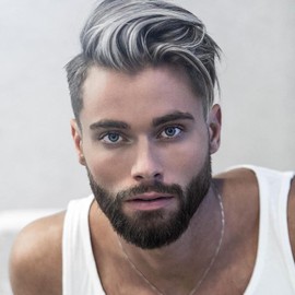 Lishy Men’s Toupee Soft Thin Skin 0.06mm PU 10x8inch Hair Replacement Systems for Men's Hairpiece 100% European Human Hair Pieces for Man 1B Black Color Mixed 80% Grey Hair