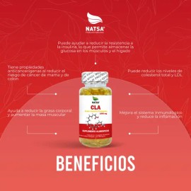 Cla 1000 Mg (Ácido Linoleico Conjugado) 100 Cápsulas, Reduce grasa y aumenta masa muscular, Reduce niveles de colesterol, Calidad Premium