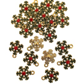 20pcs Christmas Snowflake Charms Pendants Green Snowflake Bracelet Keychain Dangle Earring Charms Alloy Enamel Metal Necklace Pendants for Christmas DIY Craft Jewelry Making 16x21 mm