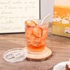 13oz/400ML Glass Tumbler with Straw and Lid Ribbed Vertical Ice