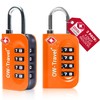 OW-Travel Luggage Locks TSA Approved (2 Pack Orange) 4 Digit