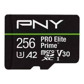 PNY 256GB PRO Elite Prime™ C10 U3 V30 A2 microSDXC Flash Memory Card – Ultra-Fast Speeds, Read 200MB/s, Write 150MB/s, 4K UHD, Full HD, UHS-I, for Smartphones, Drones, Action Cameras