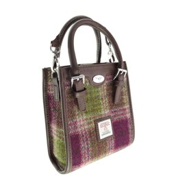 Glen Appin Harris Tweed 'Keltie' Large Mini Tote Bag with Detachable Shoulder Strap, 125 heather check