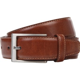 LINDENMANN Men's Leather Belt, 35 mm Wide, Full Leather Belt, Cognac/Grey/White, brown
