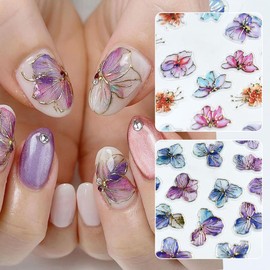 Chisafly Nail Seal, Flower Nail Sticker, Hydrangea, Hydrangea, Foil Stamping, Flower Pattern, Rainy Season, Spring, Summer, DIY Set of 2