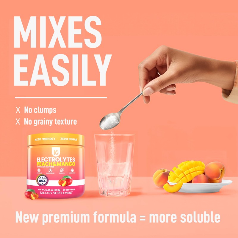 Keppi Electrolytes Powder – Peach Mango Flavor – No Sugar