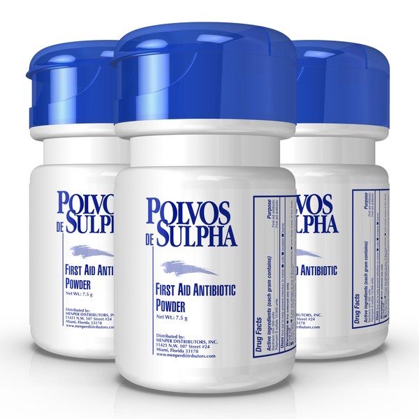 Polvos de Sulpha Antibiotic First Aid Powder. for Minor Cuts,