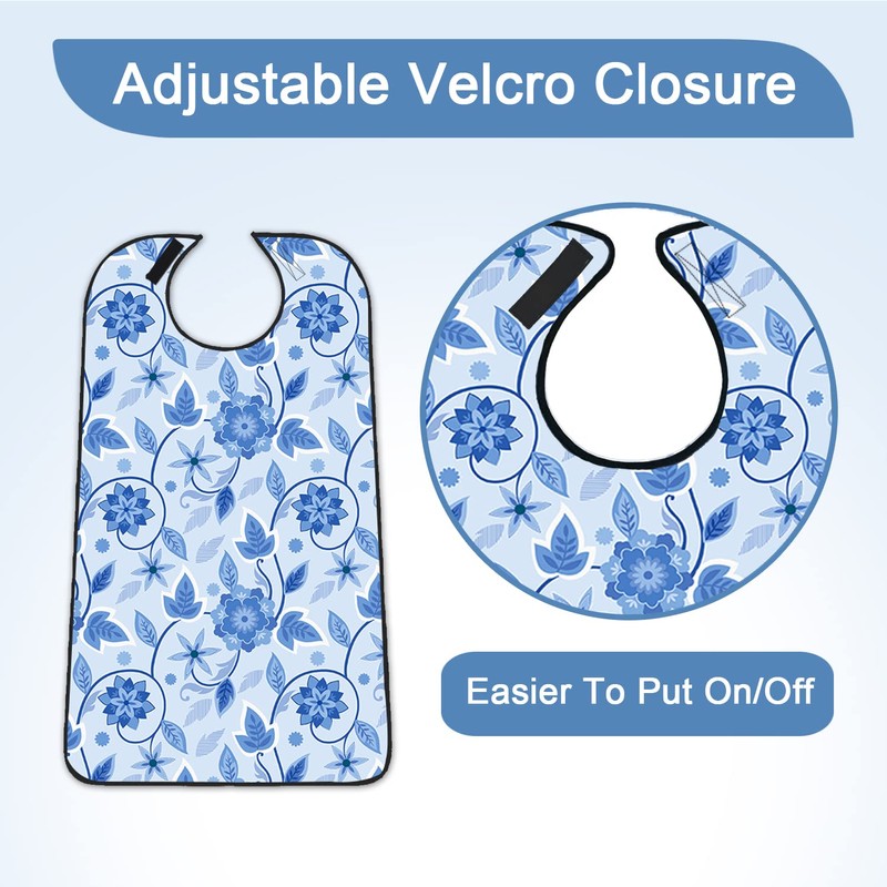 EpoBob 3 Pack Adult Bibs with Crumb Catcher, Washable and