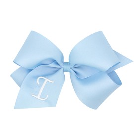 Wee Ones Girls' Initial It Monogram Hair Bows on a WeeStay No Slip Hair Clip, For All Ages and Hair Types, Blue Bow, King Size, Letter I