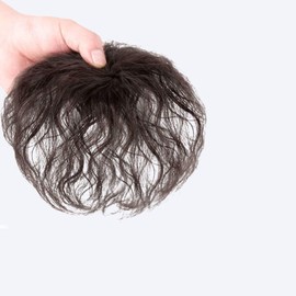Brown Wig Pieces for Top of Head for Women Thin Hair, Curly Hair Topper Replacement Fluffy Hairpiece Seamless Clip in Top Wiglet, Hairs Extensions, Wigs Accessories