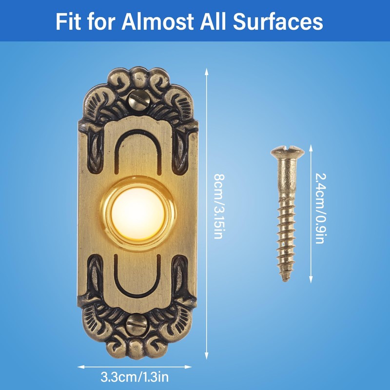 Heavy Duty Doorbell Button Metal Lighted Up Door Bell Wired