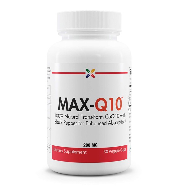 Stop Aging Now MAX-Q10 CoEnzyme Formulated with Kaneka Q10 and Enhanced BioPerine Black Pepper Extract for High Absorption, Heart Health, Energy Production 200 mg Capsules