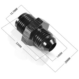 6AN Male to 5/8 x 18 Inverted Flare Thread Adapter Fittings Aluminum Straight Black Pack of 2