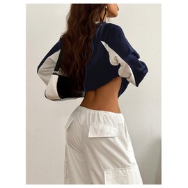 SOLY HUX Women's Crewneck Sweatshirts Y2k Vintage Graphic Long Sleeve Shirts Pullover Streetwear Dark Blue Graphic Medium