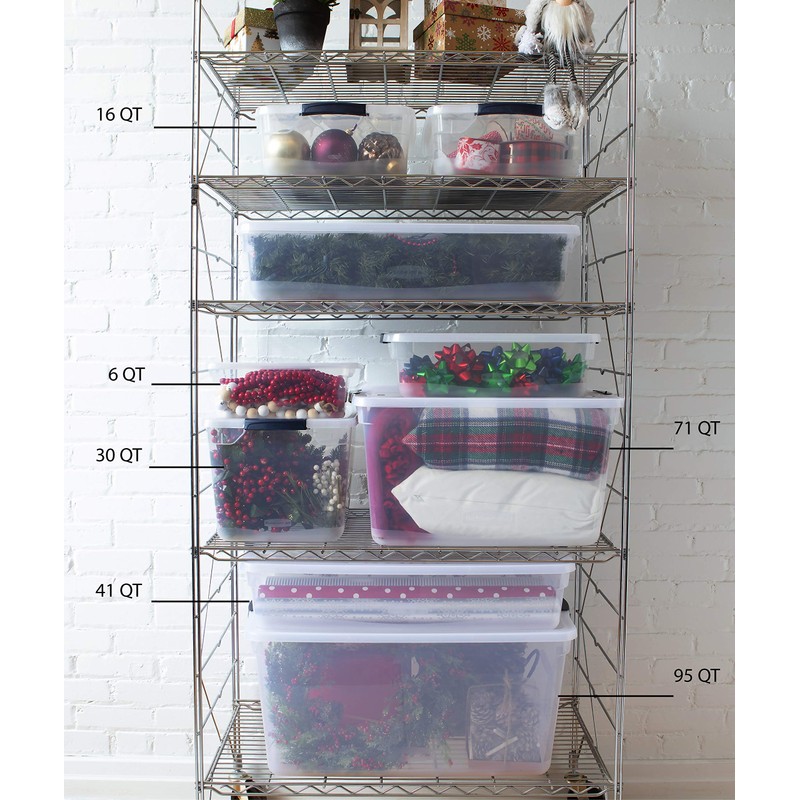 Rubbermaid Cleverstore Stackable Plastic Storage Containers with Durable Latching Clear