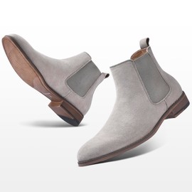 Chelsea Boots for Men Suede Casual - Ankle Chukka Dress Slip on Boots Waterproof Grey