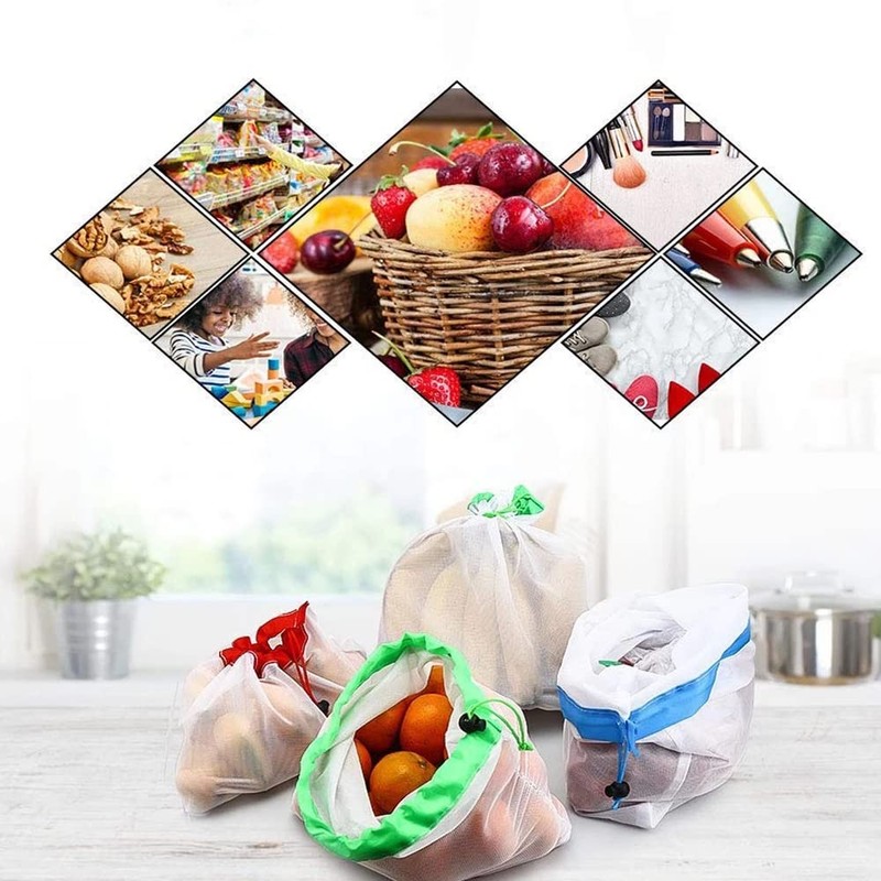 TopHomer 3 Pack Small Reusable Shopping Bag Vegetable Mesh Bag