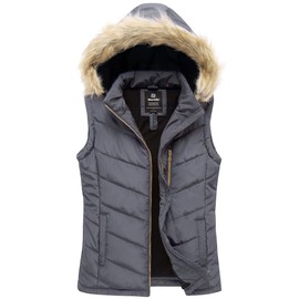 wantdo Women's Waterproof Winter Vest Warm Quilted Vest (Pure Dark Gray, Medium)