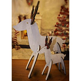 Garden Mile 3D Wooden Reindeer Family Make Your Own Decoration Wood Handmade Rustic Christmas Craft Reindeer Christmas Decorations Christmas Ornament Reindeer Family Christmas décor (Set of 2)