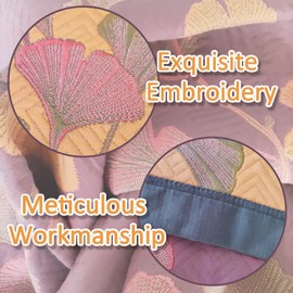 Reversible Ginkgo Quilt Lightweight Cotton Muslin Bedspread Soft Breathable Coverlet for All Season Queen Size Bedding Machine Washable Quilted Throw Blanket for Bed, Couch