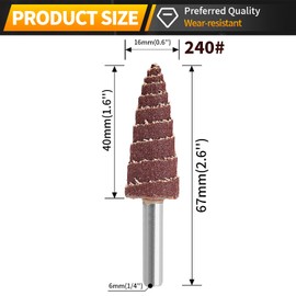 20Pcs 6x16mm Cone Shape Sandpaper Deburring Sanding Polishing Flap Wheel Grinding Head Rotary Tool for Grinding and Polishing 1/4" Shank 240 Grit