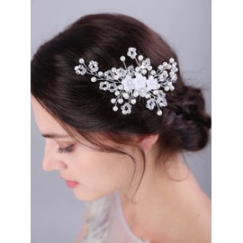 JWICOS Handmade Wedding Hair Comb Clip Pearl Bridal Headpiece Hair Clip Wedding Hair Accessories for Women and Girls