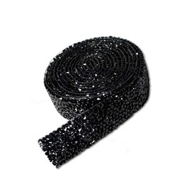 1Yard*1CM Crystal Rhinestone Diamond Sparkling Bling Ribbons Roll Banding Belt Wrap for Wedding Cakes Birthday Crafts Decorations (Black)