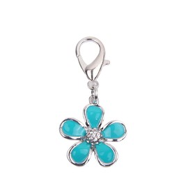 XKSRWE Bling Rhinestones Flower Charm Pendant Jewelry for Pet Dog Cat Puppy Necklace Collar Accessory (Blue)