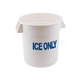 Winco FCW-10ICE, 10 Gln (1280 Oz) 15.7'' Round Plastic White Ice Only Container, Large Ice Bucket with Handles