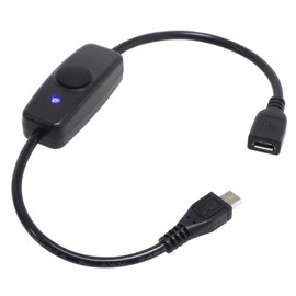 KAUMO Micro USB Micro B USB Switch (Not Compatible with Data Communication/Smart Phone Rapid Charging), On/Off Lamp, 11.0 inches (28 cm)