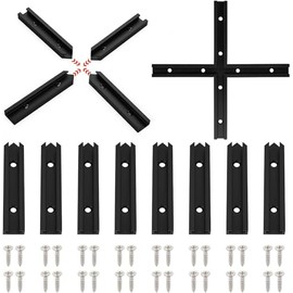 Iverntech 16 Pieces Black T Rail Intersection Set with Wood Screws T-Track Phillips Parts Aluminum Anodized for Table Saw, Router, Table