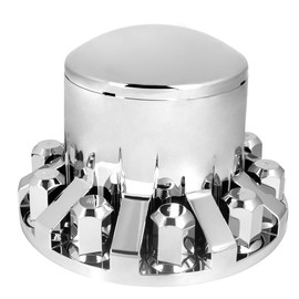 GG Grand General 40261 Chrome ABS Delux Rear Axle Cover Set with Round Hub and 33mm Hex Screw Lock