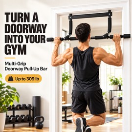 Heavy Duty Doorway Pull Up Bar with Multi-Position EVA Foam Grips, 309 lb Capacity