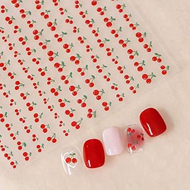 Fruit Nail Art Stickers Summer Lemon Cherry 3D Self-Adhesive Nail Decals Orange Grapefruit Manicure Decoration for Women and Girls(3Sheets)