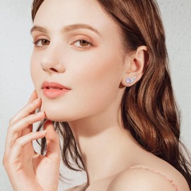 Mothers Day Gifts Angel Wing Earrings 925 Sterling Silver Cat’s Eye Wing Earrings Hypoallergenic Cute Guardian Angel Wing Earrings Jewelry Gift for Women, Metal, Cats Eye