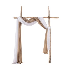 MIULEE Sheer Window Scarf Valance Extra Long Topper Window Treatment Elegant Curtain Scarves Luxury Swag Curtain Drapes for Party Wedding Arch Ceremony Canopy Bed, 37 x 216 One Panel, White