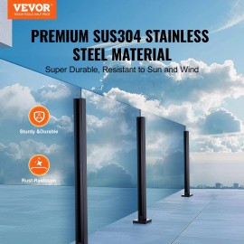 41.34\" Height Glass Railing Bracket 0.39\"-0.47\" Thickness Tempered Glass 304 Stainless Steel Glass Mounting 41.34\" HeightHeight: 105 cm