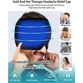 Migräne-Linderungskappe, Heiß- und Kälte-Migräne-Hut, Feadache-Linderung, Eismütze für Migräne, kühlender Eisbeutel, Migräne-Kappe, Kopfschmerzen Hut