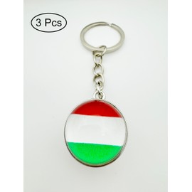 LLBFHH 3 Pcs Hungary Flag Key Chain,Cool Keychain for Car Keys, Stainless Steel Keyrings & Keychains,Used for Home Decoration, Jewelry Hanging Decorations.
