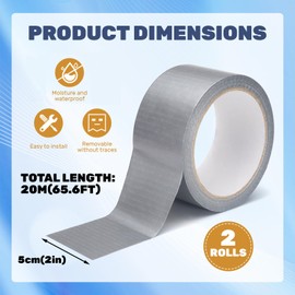 Bagentry Window Tape for Winter, 2" x 65.6 Ft Duct Window Insulation Tape, Adhesive Weather Sealing Tape, Weather Stripping Draft Stopper for Window Sill Door Sealer Glass Gaps Gray (2 Rolls)