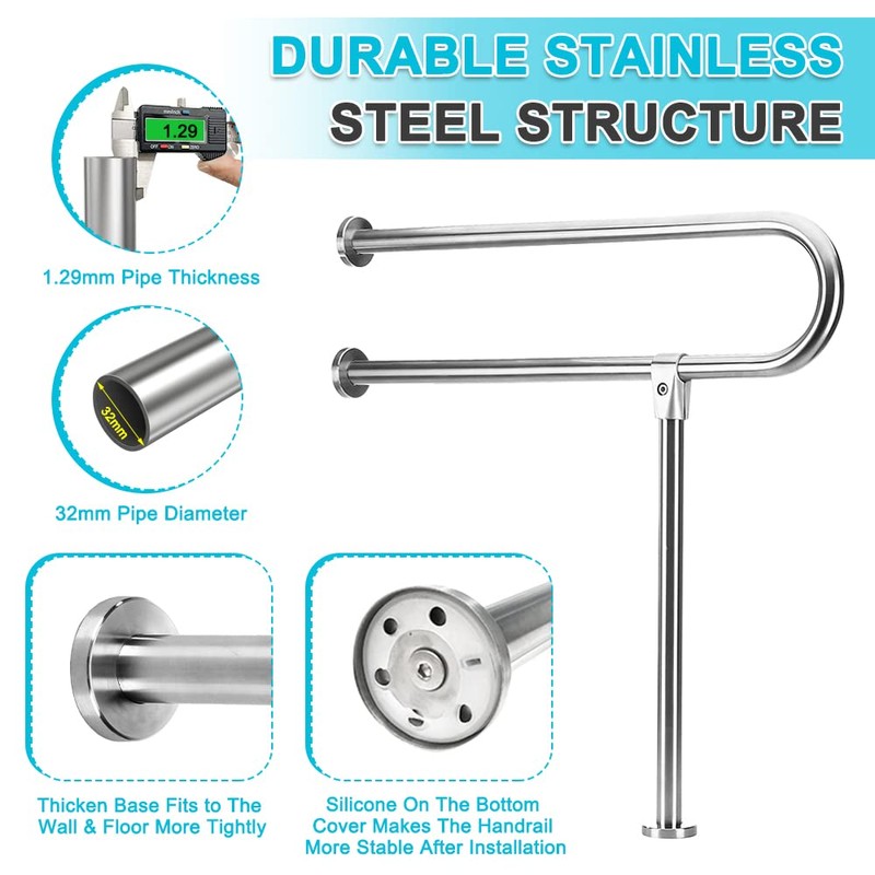 Handicap Grab Bars Rails 30-Inch Toilet Handrails Bathroom Safety Bar