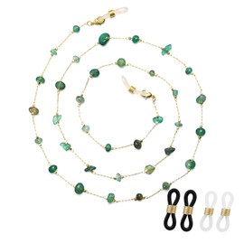 JURYLOO Eyeglasses Chain for Women & Girls, Beaded Sunglass Neck Chain Glasses Strap Eyewear String Holder Lanyard-EC-Natural-green-aventurine