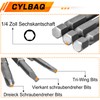 CYLBAQ Set of 12 Triangle Screwdriver Bits 50 mm Hex