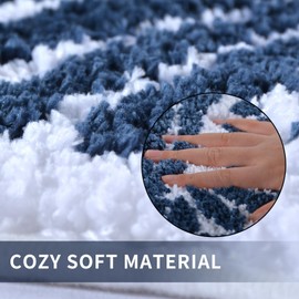 TOPSMCHER Boho Bath Mat Bohemian Rug Non-Slip Bath Rug, Absorbent Bath Rug for Bedroom, Washable Bathroom Decor, Soft Bath Carpet for Tub, Blue, 20'32'