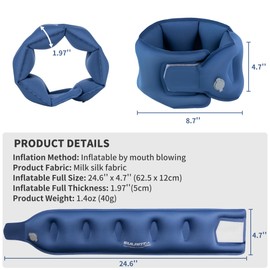 YEEKORO Inflatable Neck Pillow, Travel Pillow for Airplane, Traveling, Office, and Car, Chin Support Neck Relief - Airplane Travel Essentials（Blue