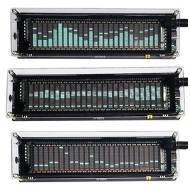 VFD Audio Spectrum Analyzer - 25-Band Vacuum Fluorescent Music Spectrum Display with Environmental Noise Learning & 10 Display Modes