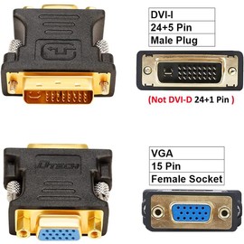 DTECH DVI Male to VGA Female Adapter DVI-I 24+5 to VGA HD15 Converter with Gold Plated Connector