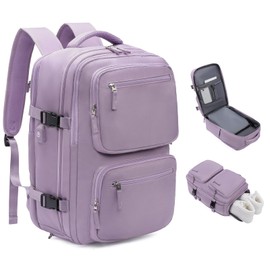 GAEKEAO Travel Backpack For Women Men Airline Approved Carry On Laptop Backpack with USB Port Casual Daypack for Hiking Weekender Business Sports Light Purple