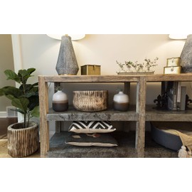 Bloomingville Black & White Ceramic Vase with Brown Reactive Glaze Accent, Small